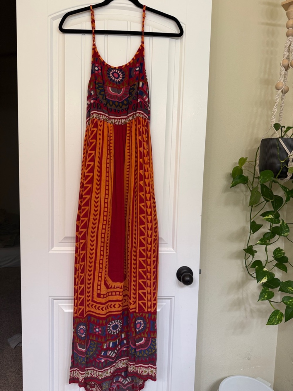 Chelsea & Violet Red and Orange Printed Maxi Dress